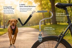 Correa para <span class=keywords><strong>Perro</strong></span> para <span class=keywords><strong>Bicicleta</strong></span>, Ajustable, Manos Libres, con Amortiguador de Resorte, Brazo de Hierro, Correa Reflectante, Correa de Seguridad para Ciclismo y Caminatas al Aire Libre - Product Image 2