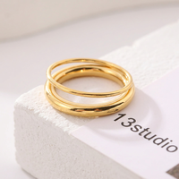 Bague triple couche en acier inoxydable 316L plaqué or 18 carats, étanche, hypoallergénique, inaltérable, bijoux pour femmes, logo personnalisé, vente en gros