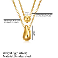 Collier à pendentif en chaîne à double rang en acier inoxydable, avec pendentif rond doré, pour femme - Vente chaude