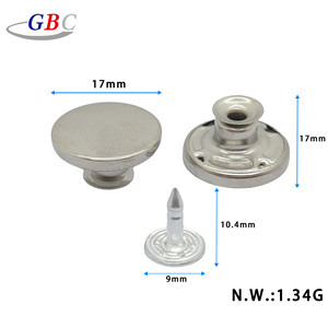 Cổ Phong Cách 17Mm Kim Loại Jeans Nút Với Chân Nhà Máy Loại Trốn Kim Loại Nút Cho Denim Áo Khoác Với Mạ Kỹ Thuật - Product Image 3