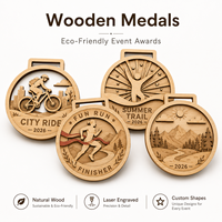 Médailles de course en bois conçues par le fabricant, technique de gravure au laser, trophées imprimés UV, artisanat sportif en métal, logo personnalisé