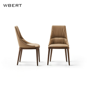 WBERT Modern Italian with High Backrest Solid Wood and Nordic <b>Leather</b> <b>Cushion</b> for Living Room Home Furniture Dining Chair - Product Image 2
