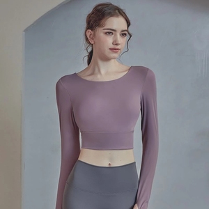 T-<span class=keywords><strong>shirt</strong></span> rembourré à manches longues pour femmes, vêtement Sexy de Yoga, de <span class=keywords><strong>sport</strong></span>, d'entraînement, de Gym et de Fitness, solide et durable - Product Image 4