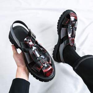 Sandales gladiateur respirantes à enfiler pour hommes en cuir de vachette, style vintage romain, semelle épaisse en caoutchouc, chaussures décontractées d'été pour l'extérieur et les affaires - Product Image 3