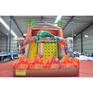 Castillo Inflable Comercial de PVC Naranja, Tobogán Inflable Jungle Primeval con Pared de Escalada para Niños - Product Image 5
