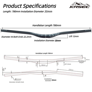 <span class=keywords><strong>Manillar</strong></span> de <span class=keywords><strong>Bicicleta</strong></span> de Montaña de Aleación de Aluminio de 35 mm, Elevación de 780 mm, 12 mm CNC 6010 T-6, Alta Resistencia - Product Image 5