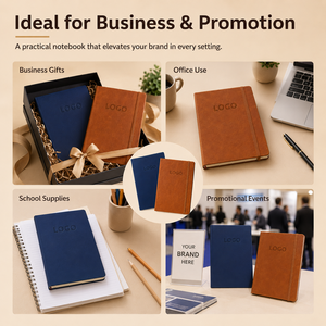 Carnet A5 en cuir rigide avec logo gaufré, journal en similicuir 192 pages, cadeau d'affaires pour cadres, vente en gros - Product Image 5