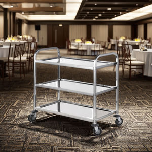 Offre d'usine SS201 chariot de service à 3 niveaux chariot Tube carré cuisine nourriture salle à manger chariot de restauration haute hôtel Restaurant fournitures - Product Image 1