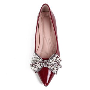 Zapatos Planos de Mujer de Piel Sintética con Punta en Pico, Adornados con Pedrería, Antideslizantes, Cómodos, Transpirables, para Vestido de Novia, Estilo Bailarina - Product Image 2