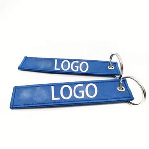 <b>Custom</b> Embroidered Lock Logo Keychain Polyester Metal Key <b>Tag</b> Pendant for Enterprise Brand Promotional Gift - Product Image 2