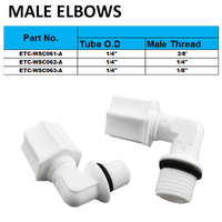 Codo de rosca macho de 1/4 pulgadas, accesorios de conexión rápida, Conector de compresión POM, agua de ósmosis inversa
