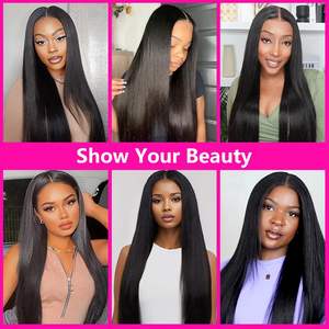 V Part Perruques Cheveux Humains Raides Minimal ou No Leave Out Upgrade U Part Perruque pour Femmes Noires V Shape Clip in Half Perruque - Product Image 6