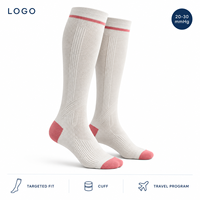 Chaussettes de compression graduées pour mollets, avec tableau de mesure, manchette plus large, bout plat, construction du talon blanc et rouge, échantillon de taille