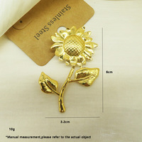 Pin Bunga Elegan untuk Jas Pria, Berlapis Emas 18K Berkualitas Tinggi, Bros Bunga Matahari dari Baja Tahan Karat, Aksesoris Perhiasan Fashion Terbaru