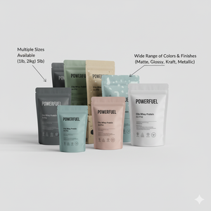 גימור מט מודפס מותאם אישית גימור גבוהה-עורך סטנד אפ רוכסן תיק פלסטיק עבור אבקת חלבון מי גבינה תוספת אריזה - Product Image 3