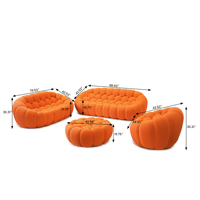 Voxhome US auf Lager Dropshipping Modernes 3D-Wabengitter-Stoff Orange Store Bubble Sofa 3-Sitzer Fußball-Sofas Couch