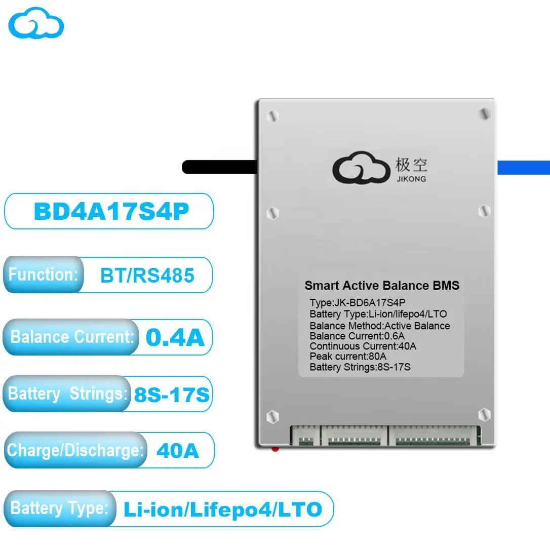 JKBMS 48v 40a bms Lifepo4 BMS 48V 16S 40A PCB PCBA לוח עבור 3.2V LFP ליתיום סוללה BMS חבילה