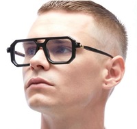 2025 Offre Spéciale prix de gros lunettes de soleil en acier surdimensionné rectangulaire Double faisceau hommes rétro gris rose lentille carré lunettes de soleil