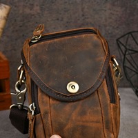 Hete Verkoop Fabrikant Groothandel Taille Telefoon Heuptasje Mode Banaan Heuptas Echt Lederen Crossbody Borsttas Voor Heren