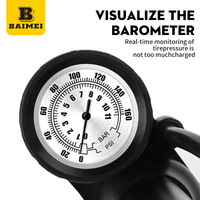 Pompe à air manuelle BAIMEI en acier pour vélo, avec manomètre 160 PSI, haute pression, écologique, étanche et durable, compatible Presta et Schrader