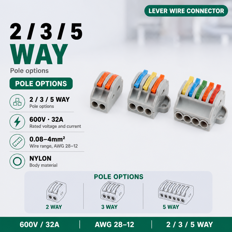 Nylon Block Pin Multi-channel Spring Clamp Terminal Block Power Supply Wiring Connector ...