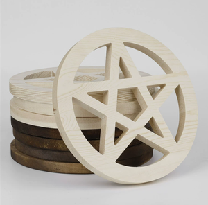 Ornements en bois de couleur vintage pour la décoration de la maison, motifs en bois ajourés en étoile à cinq branches et en nœud triangulaire - Product Image 1