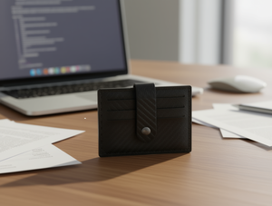 Tarjetero de un solo botón para hombre, 3 en 1, de piel sintética, minimalista, para tarjetas de visita - Product Image 2