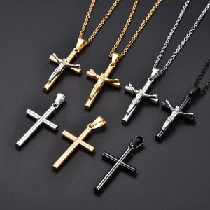 Pendentif Croix Crucifix Jésus en Acier Inoxydable pour Collier DIY Femme Homme, Breloques de Prière et de Foi, Chaîne, Accessoires de Bijoux en Métal, Cadeau - Product Image 1