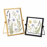 Cadre photo flottant en métal double face en laiton pour fleurs pressées et herbarium