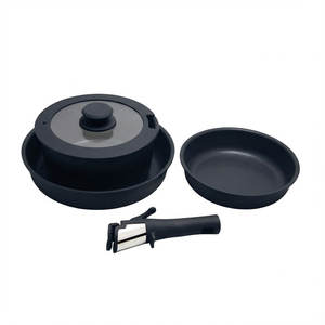 E-<span class=keywords><strong>TOP</strong></span> Ensemble de cuisine de haute qualité en acier <span class=keywords><strong>noir</strong></span> 5 pièces avec couvercle, comprenant une poêle à frire et une casserole, conçu pour les débutants et les chefs professionnels - Product Image 1