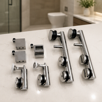 Porte de douche coulissante double sur rail, sans cadre, en acier inoxydable 304, avec grandes roulettes, verre trempé 8 mm, personnalisable et de luxe, pour hôtel ou villa