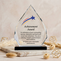 Trophée personnalisé en cristal K9 3D transparent poli pour récompenses d'entreprise, récompenses sportives, trophée Iceberg avec base sur piédestal de 10x15cm
