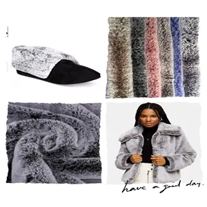 Faux Fabric 2021 Hot Sale 20mm 1500gm Fur Fabric Tip Dyed Minky Fur Soft Faux Rabbit Fur Fabric For Garment Carpet Blanket