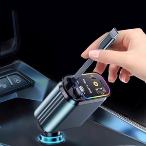 Cargador de Coche Retráctil Daisheng de 80 cm Tipo C para Carga Rápida de Doble Puerto con Pantalla Digital y Luces de Colores DS-744 para Auto - Product Image 1