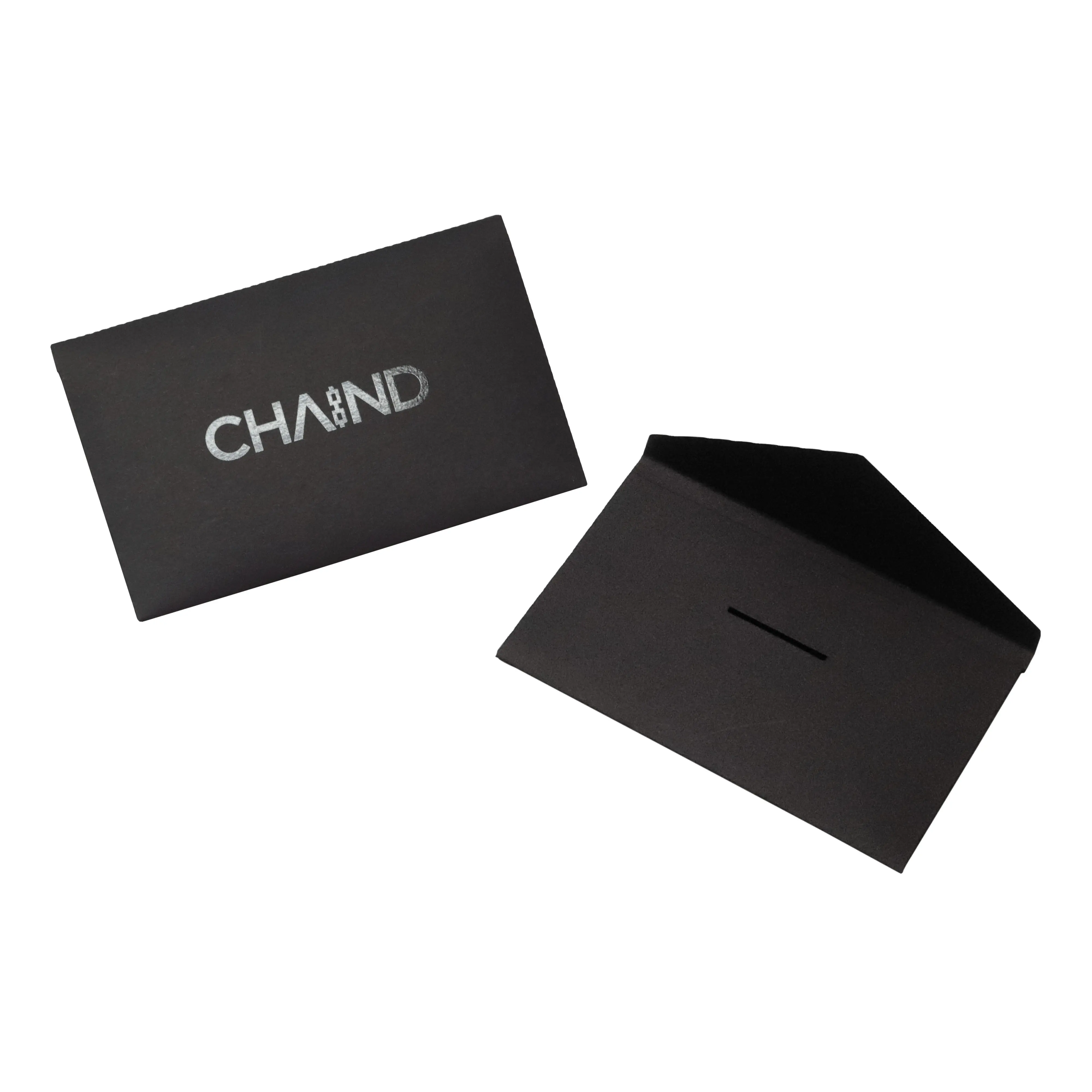 Envelope de papel preto impressão uv, envelope de papel preto personalizado da marca de luxo para decoração de cartões de saudação, envelope de cartão de agradecimento