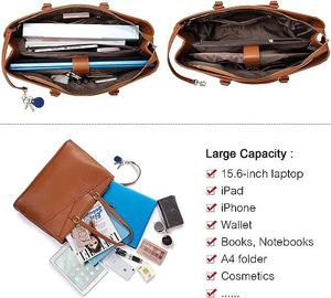 Gros femmes affaires bureau travail sac d'ordinateur grand cuir PU étanche 15.6 pouces sac fourre-tout pour ordinateur portable mallette - Product Image 3