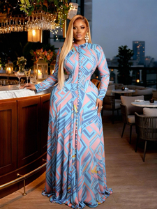 European women's fashion 2026 new African style long <b>dress</b> <b>with</b> wide skirt, round neckline, long sleeves <b>dresses</b> - Product Image 2