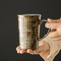 Mug à café en céramique artisanal vintage personnalisé, grande capacité, tasse à eau rétro en grès, mug en poterie esthétique pour le bureau et la maison