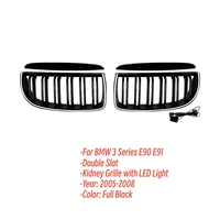 BMW 3 Serisi E90 E91 Pre-LCI 05-08 için Parlak Siyah LED Ön Tampon Izgarası, Böbrek Izgarası Yedek Kaplama Aksesuarı