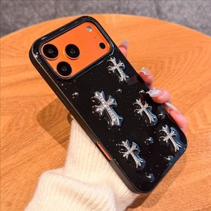 Funda de teléfono de resina epoxi transparente con cruz de diamantes de moda para iPhone 11 12 13 14 15 16 17 Pro Max, cubierta trasera negra - Product Image 2