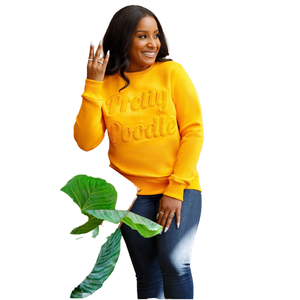 Sudadera de Invierno de Felpa Suave con Diseño de Poodle en Dorado, Mezcla Premium de Poliéster/Algodón, Cuello Redondo, Bordado Sigma Gamma Rho - Product Image 1