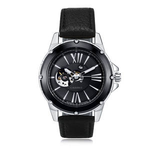Montres à quartz de luxe de marque chinoise en gros pour hommes, étanches, bracelet en cuir tendance, boîtier en alliage, cadran en verre, squelette automatique - Product Image 2