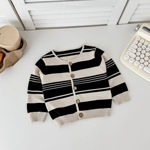 Kids Clothes Wholesale <b>Newborn</b> Baby Clothing Sets Striped <b>Cardigan</b> Sweater <b>Knit</b> Short Baby Items 0-36 month - Product Image 2