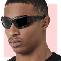 Kacamata Punk Unisex Personalisasi Lensa Ac Bingkai Pc Perlindungan Uv400