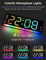 Jam Dinding Digital Layar Besar dengan Remote Control, Jam Alarm Digital LED Warna RGB dengan Tanggal dan Hari dalam Seminggu, DST, Suhu