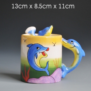 <span class=keywords><strong>Mug</strong></span> Keramik Kartun Lumba-lumba 3D Hijau Grosir Ramah Lingkungan Dapat Dicuci Tangan Kapasitas 400ml Pegangan Tali Desain Kreatif Modern Hadiah - Product Image 4