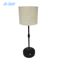 Lampe de table tactile en laiton antique avec abat-jour en tissu lampe de décoration de batterie avec prise E27