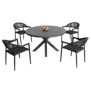 5 pezzi <span class=keywords><strong>da</strong></span> pranzo poltrone Set mobili <span class=keywords><strong>giardino</strong></span> esterno Cafe corda in alluminio altezza regolabile tavolo quadrato e 4 sedie - Product Image 4