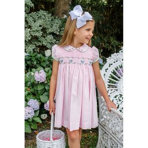 Dottie Hart Dress Palm Beach Pink & Grace Bay Green con Bluebird Smocking abito da bambina in cotone 100% - Product Image 1