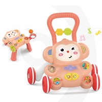 Table d'activités multifonctionnelle Bao Han en plastique, motif singe de dessin animé, avec marcheur pour bébé, vitesse réglable et fonctions musicales